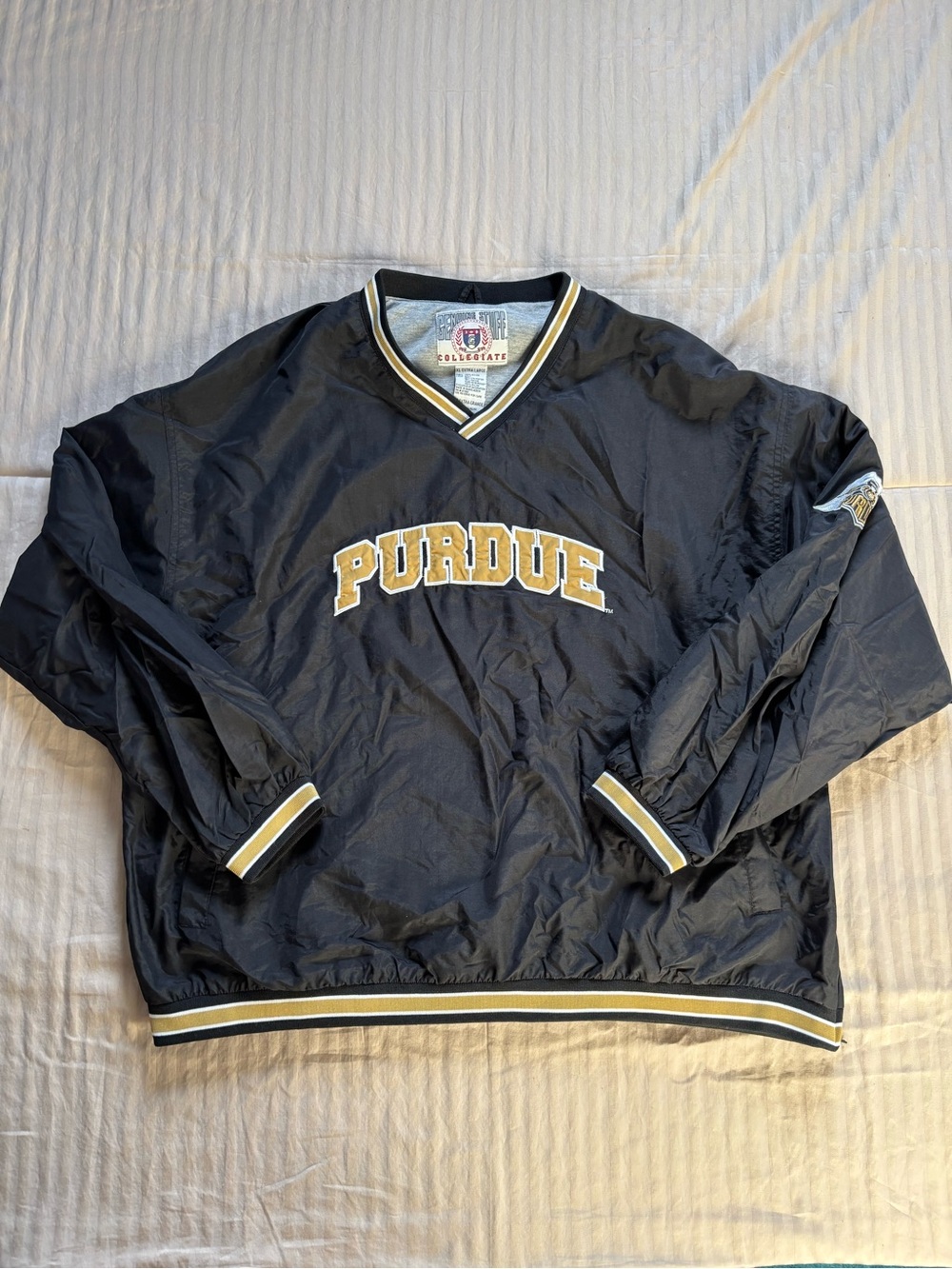 Vintage Collegiate Purdue University Windbreaker Mens Sz XL Black Pullover